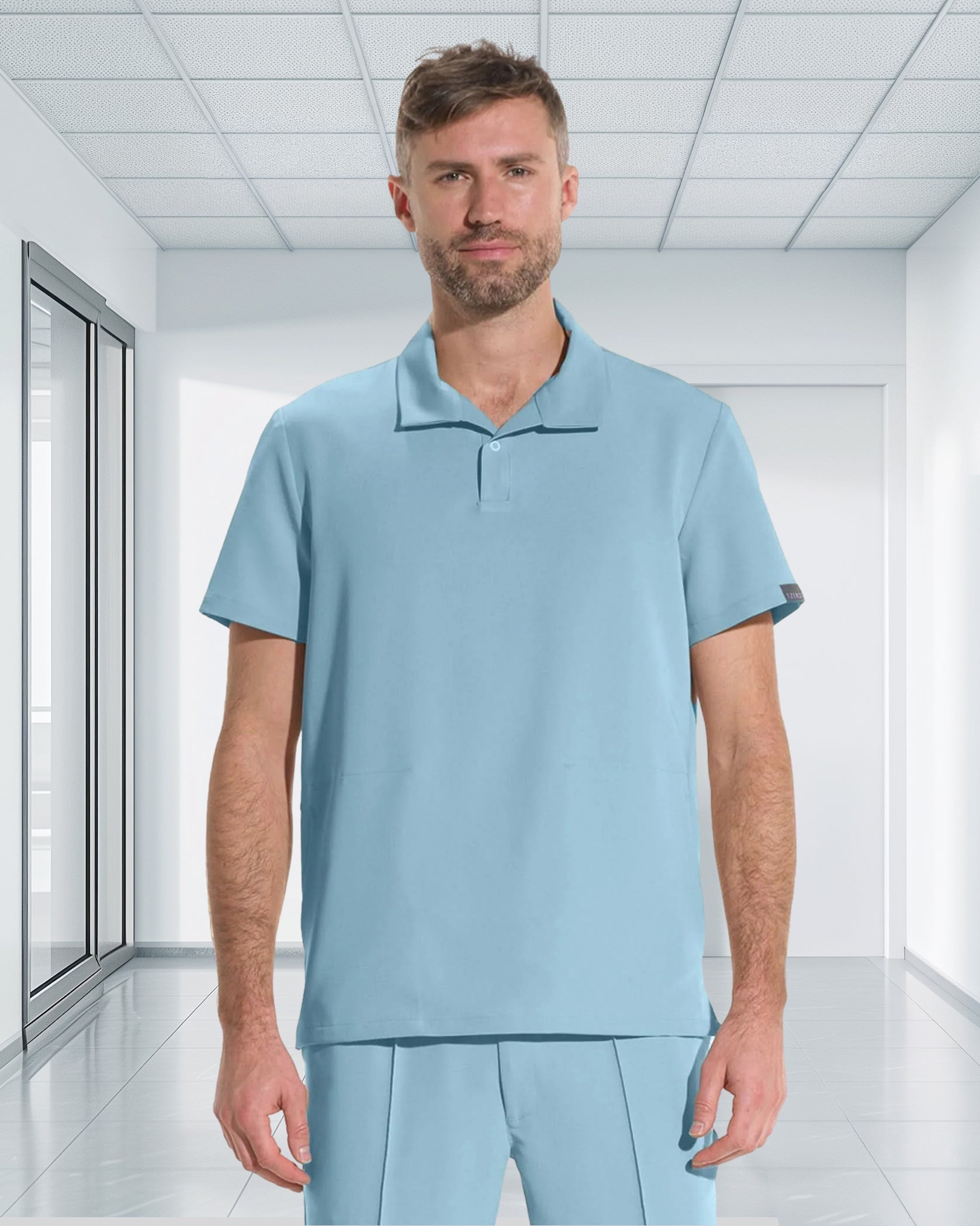 COS Blue Scrub Top - Front view
