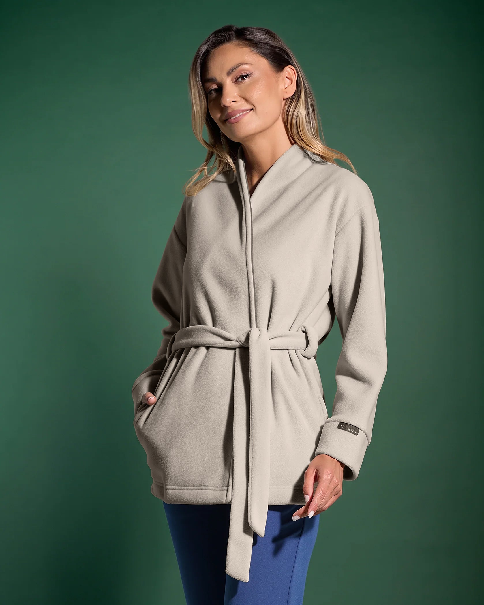 Halat medical dama COZY grej - Front view