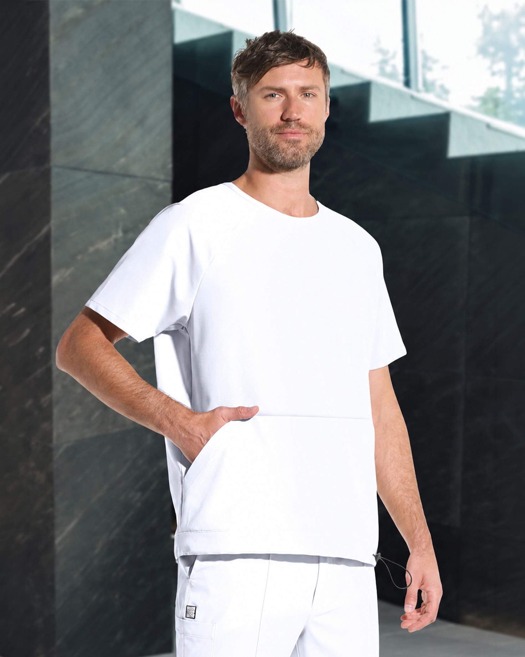 EVER white medical top - Front view