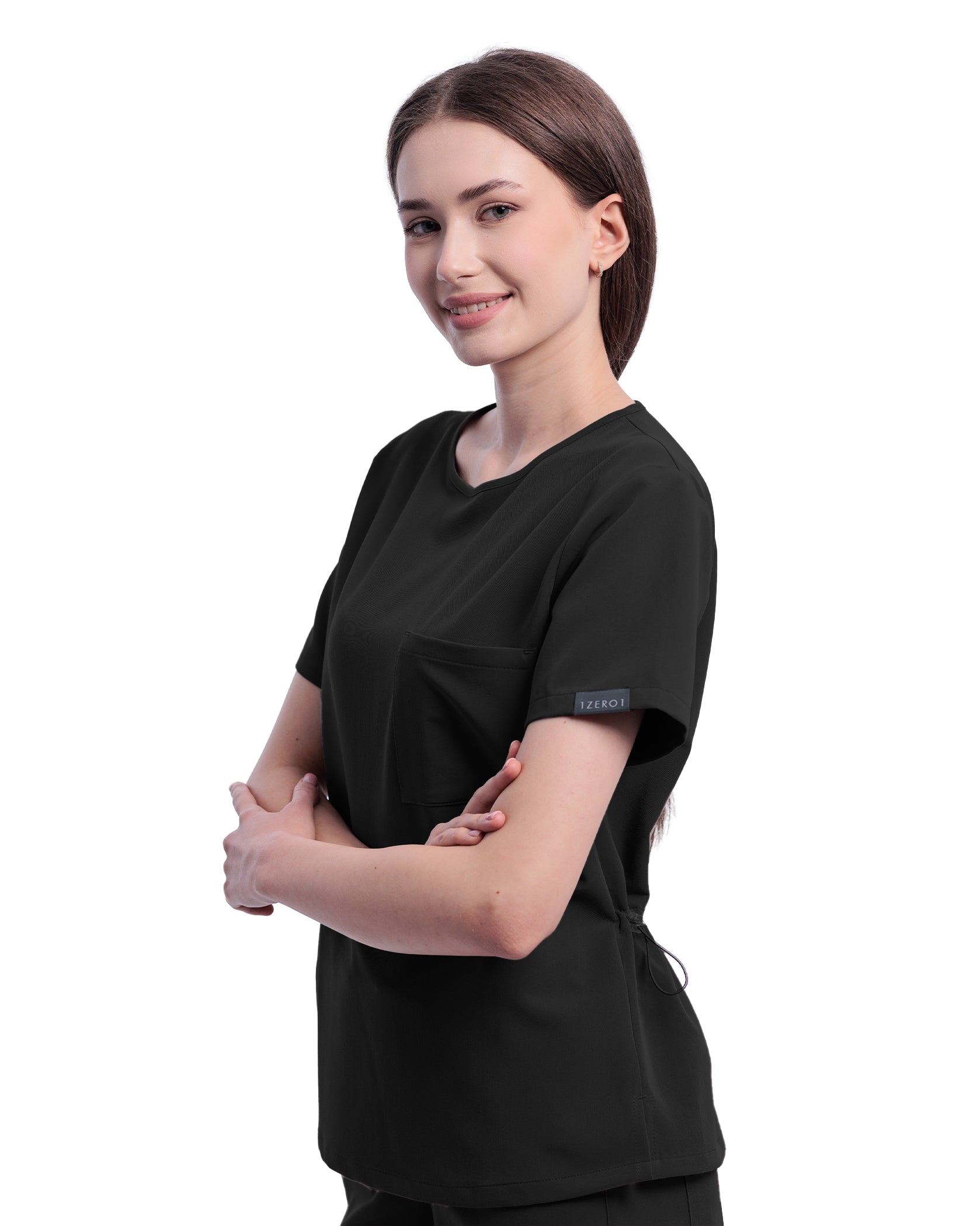 Costum medical ACTIVE Negru - Detail Nahaufnahme