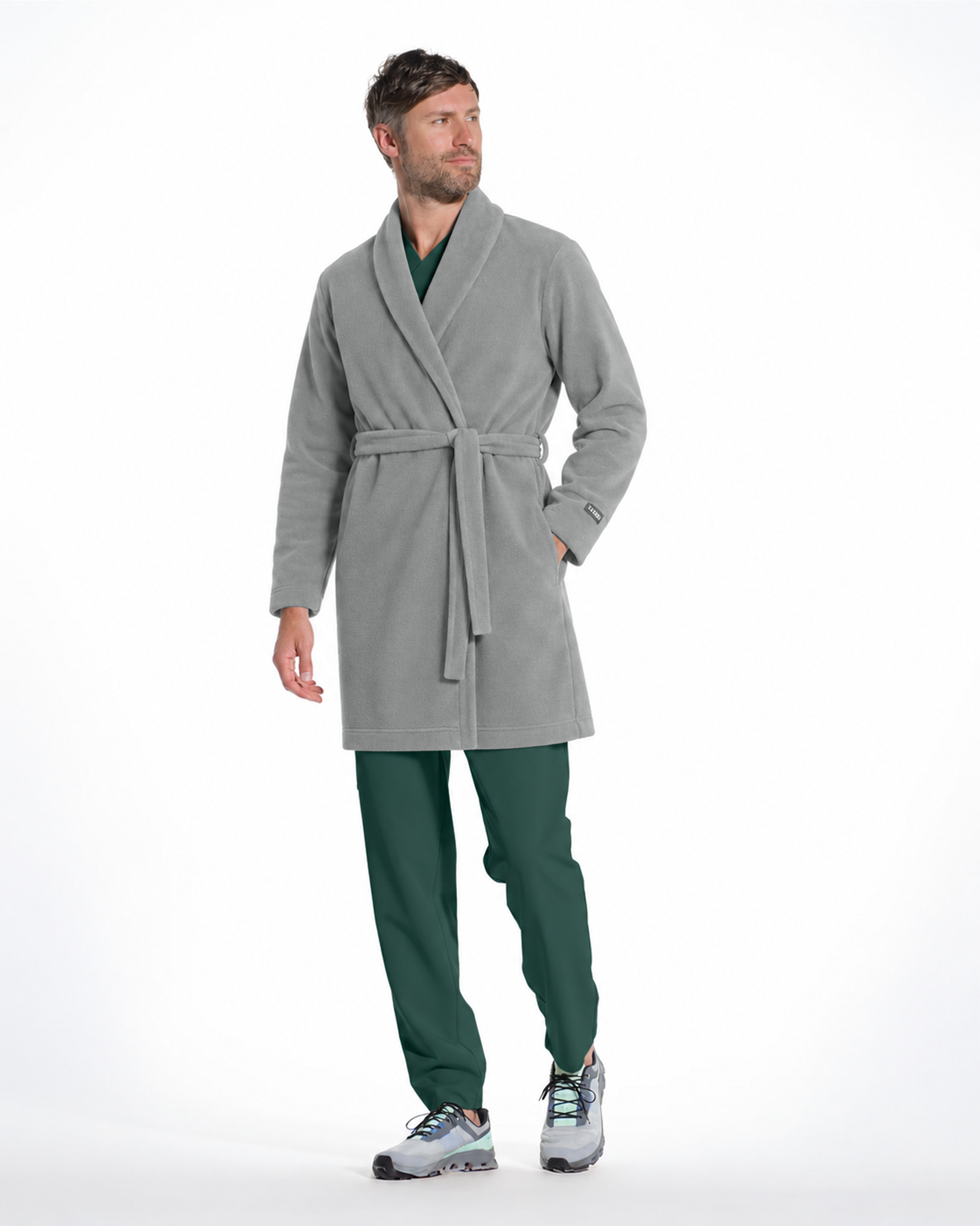 Halat medical barbati NORD gri - Close up details