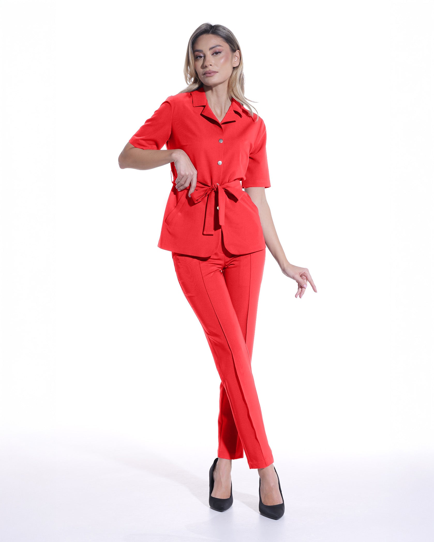 VENUS Red Scrub Top - Front view