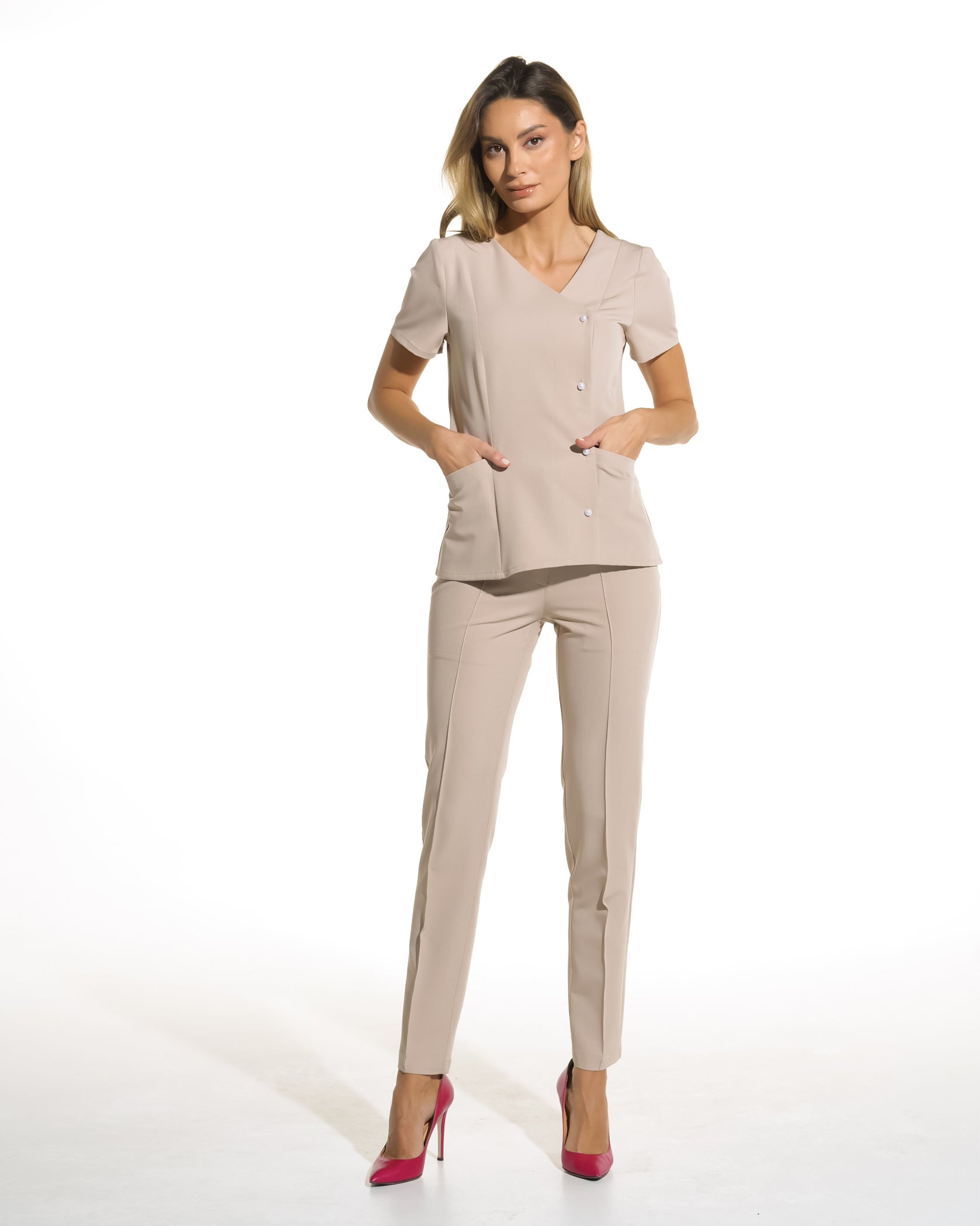 Pantaloni NOVUM latte - Vedere frontala