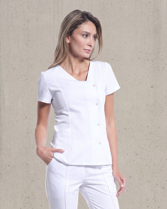 PERLA White Scrub Top