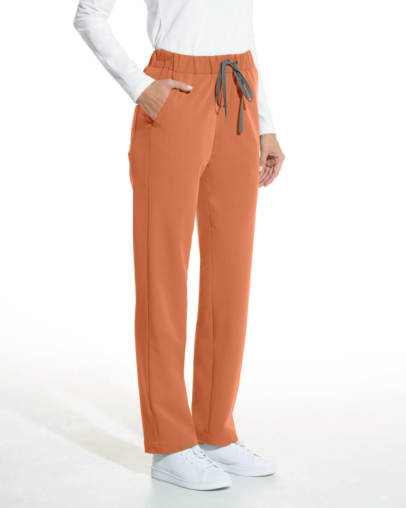 LINEA caramel medical trousers - Close up details