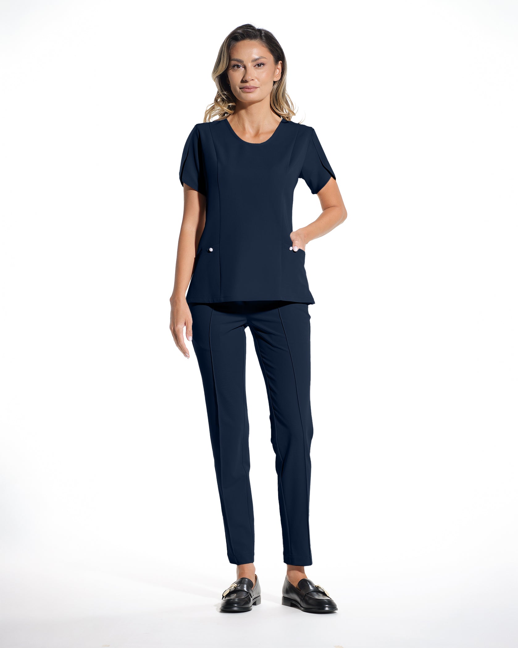 PETALI navy medical top - Front view