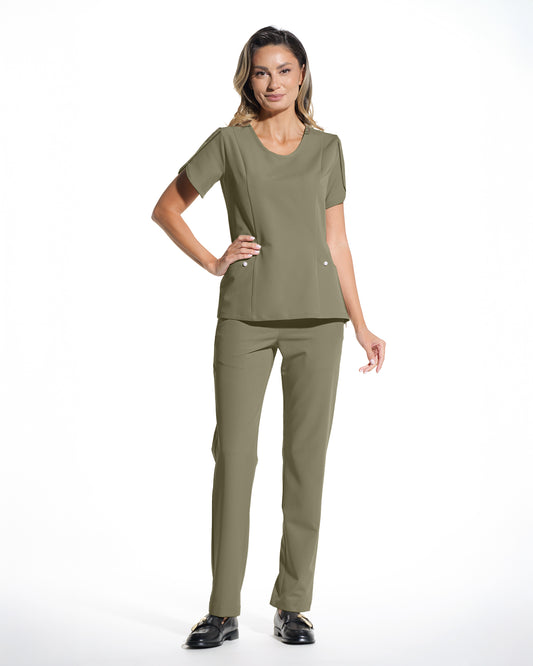 PETALI Olive Scrub Top