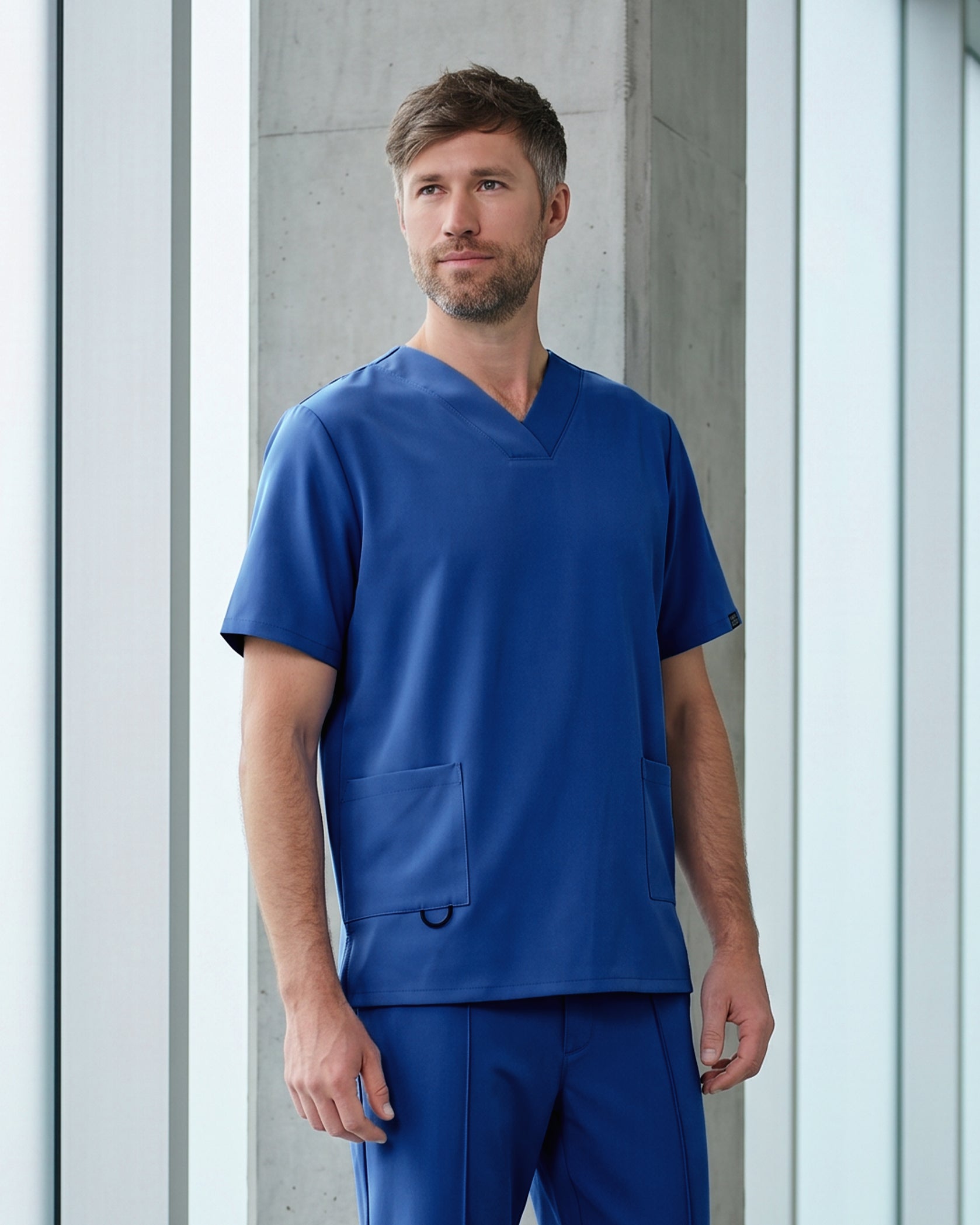 RAND Royal Blue Scrub Top - Front view