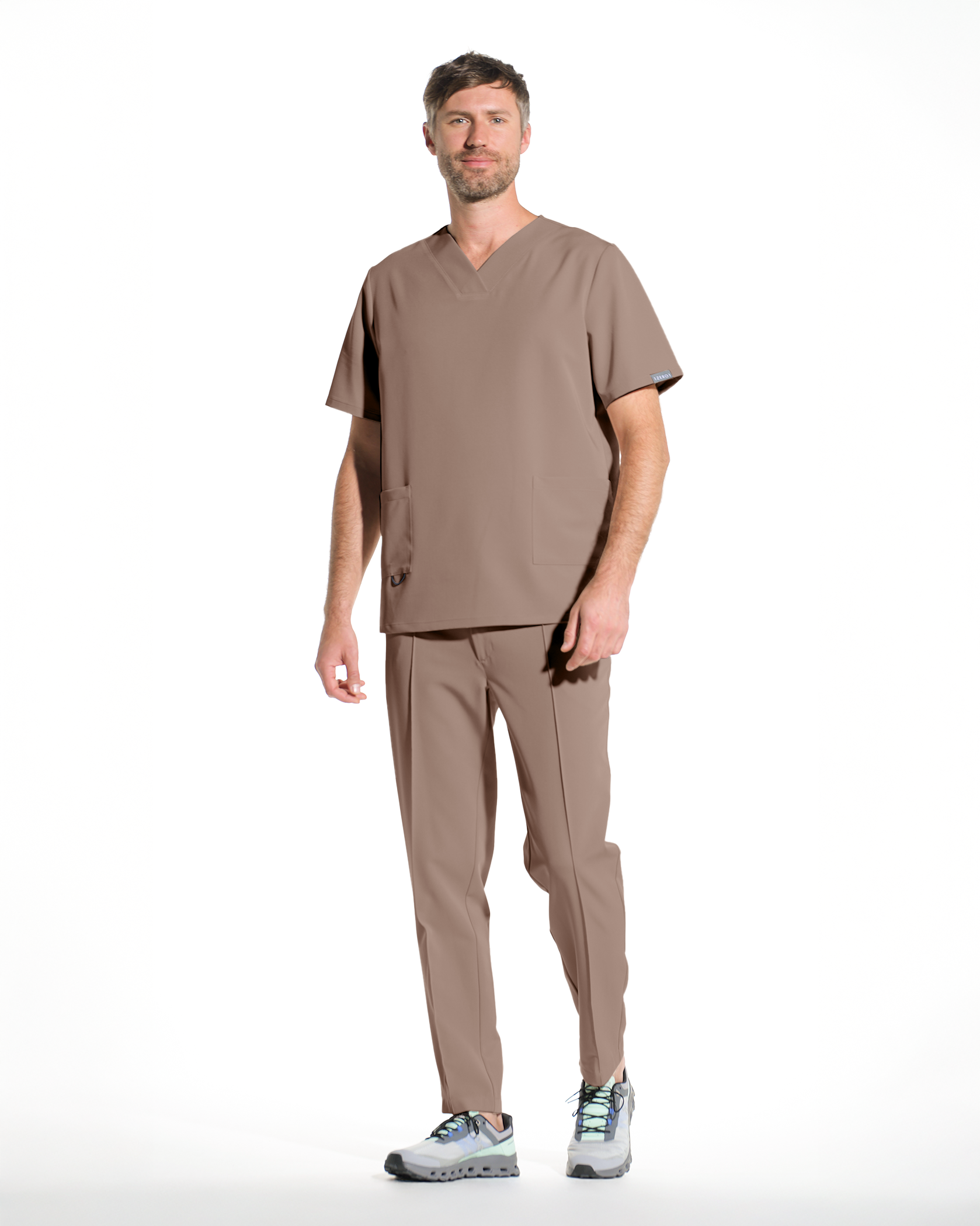 NORM men's cappuccino medical trousers - Front view