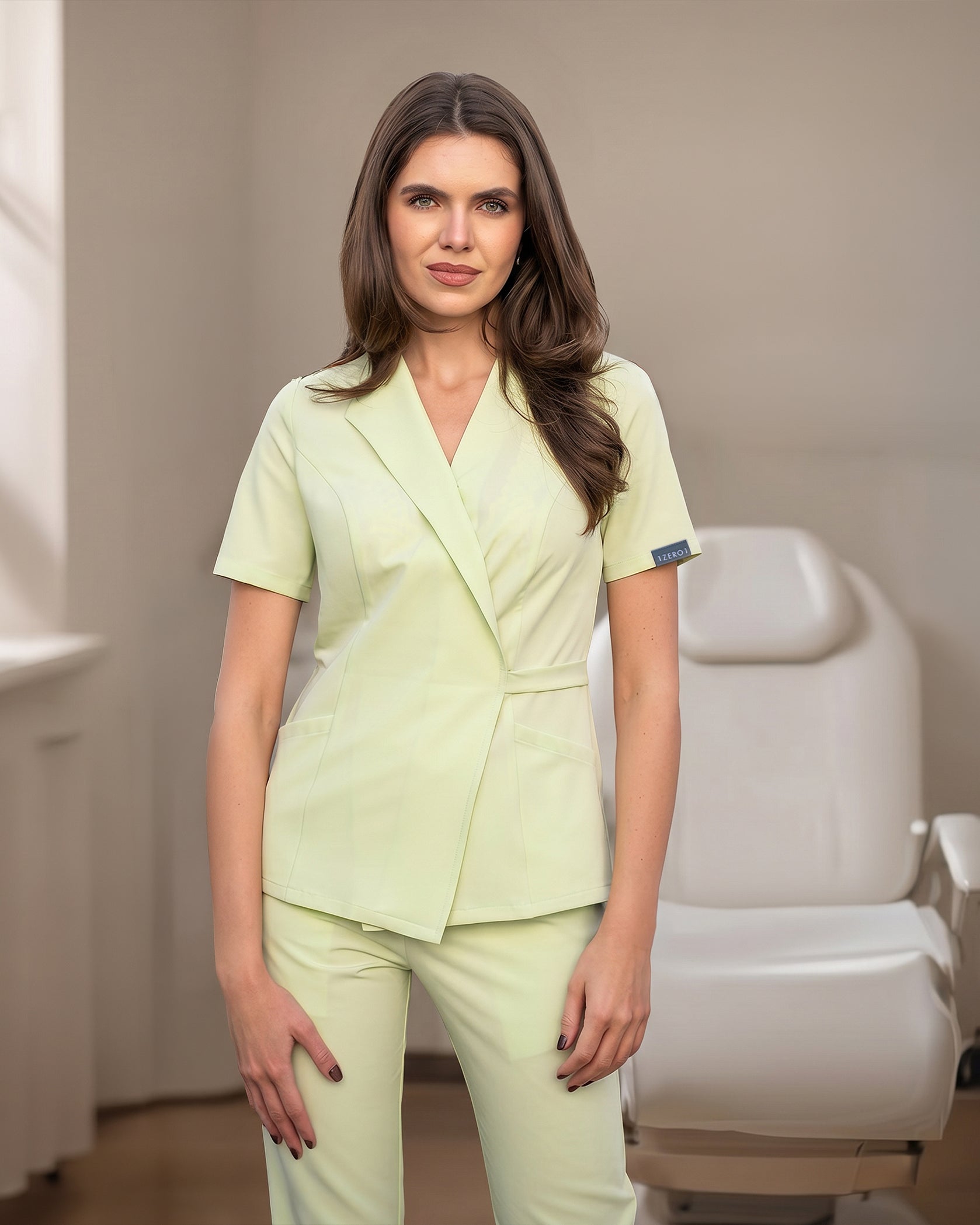 SIENA Matcha Scrub Top - Front view