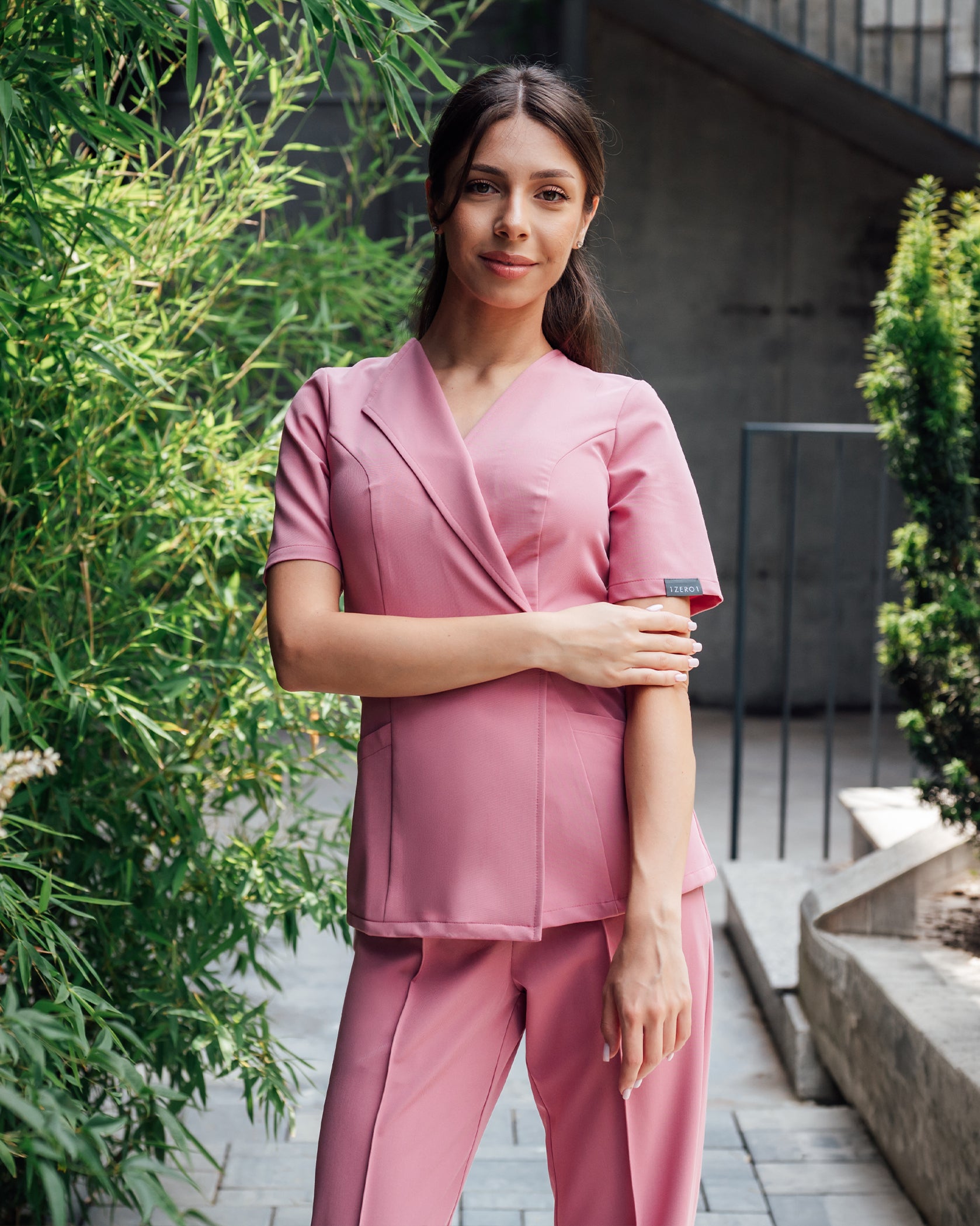 SIENA Rose Dust Scrub Top - Front view
