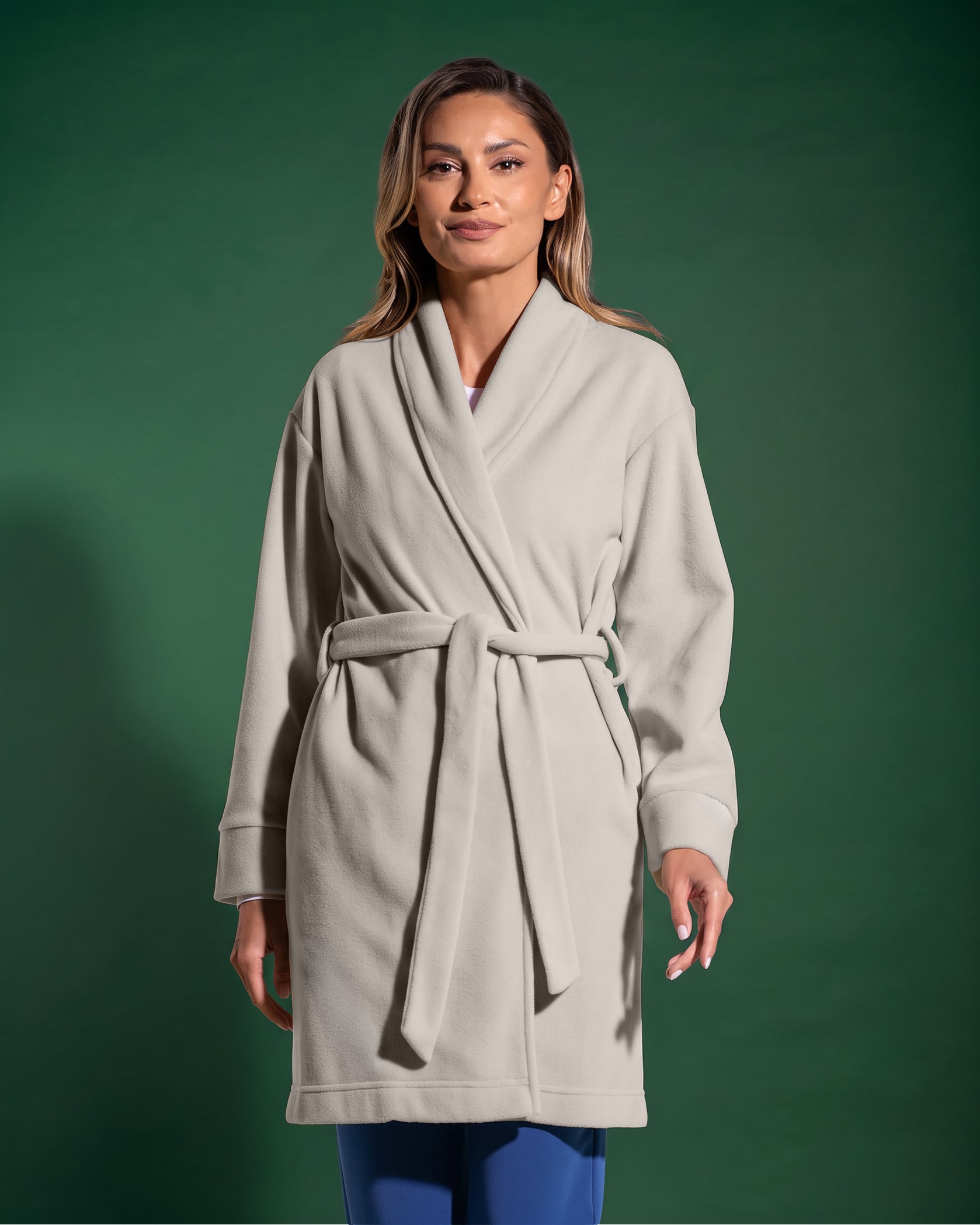 Women's SOFT greige medical Coat - Front view
