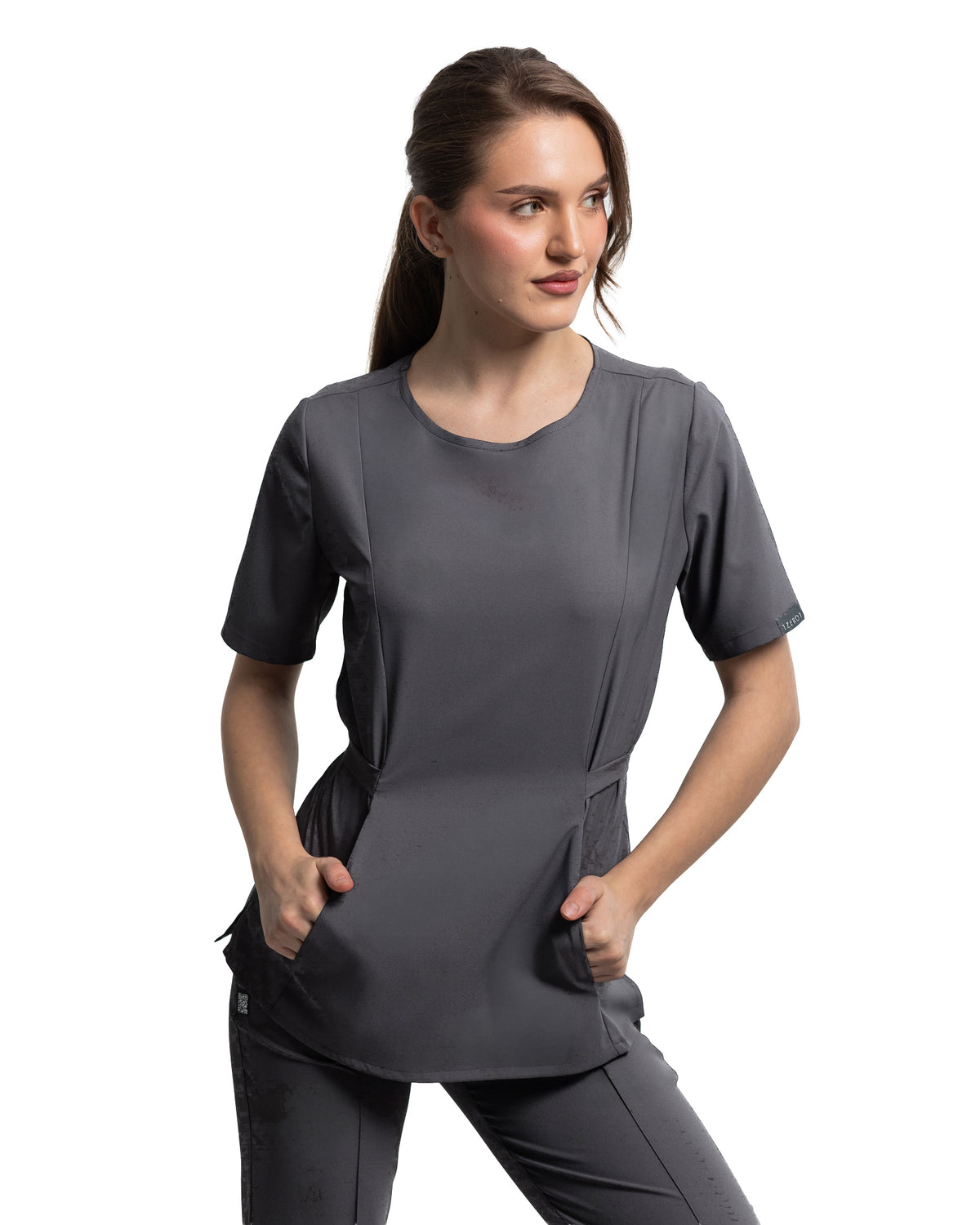 THALYA Graphite Scrub Top