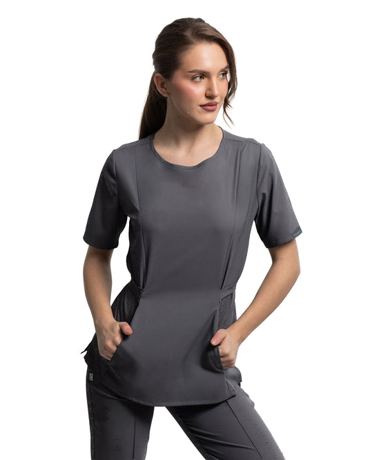 THALYA Graphite Scrub Top