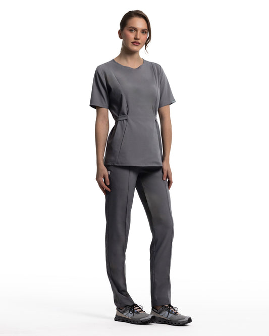 THALYA Graphite Scrub Top