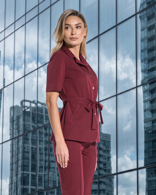 VENUS Burgundy Scrub Top