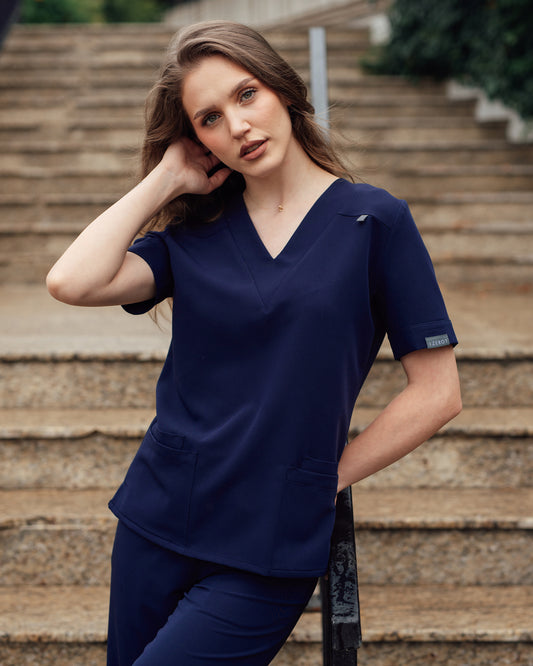 VERSO Navy Scrub Top