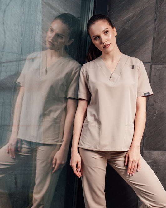 VERSO Latte Scrub Top