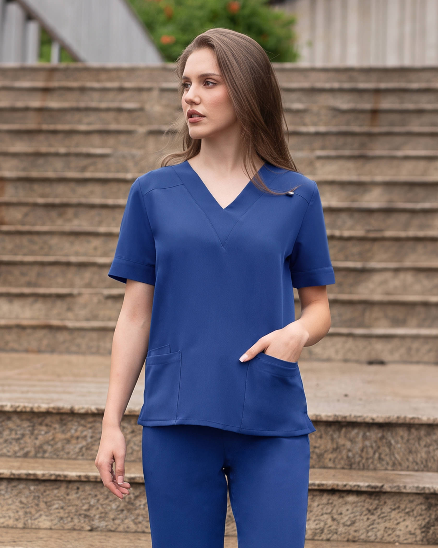 VERSO Medical Blouse royal blue - Front view