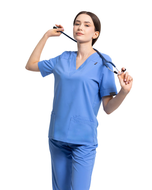 VERSO Sky Blue Scrub Top
