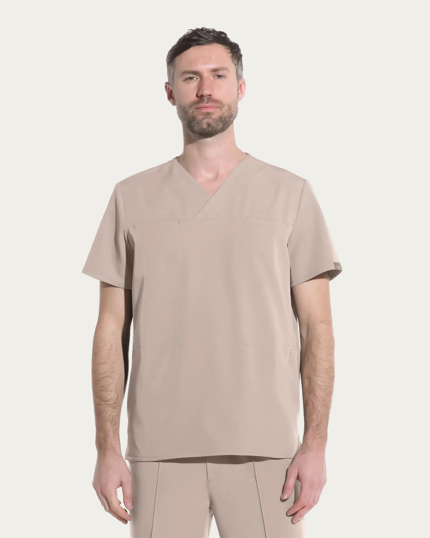 WAVE Latte Scrub Top - Front view