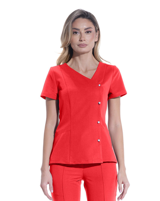 PERLA Red Scrub Top