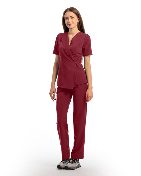 Bluza medicala dama SIENA bordo - vedere frontala