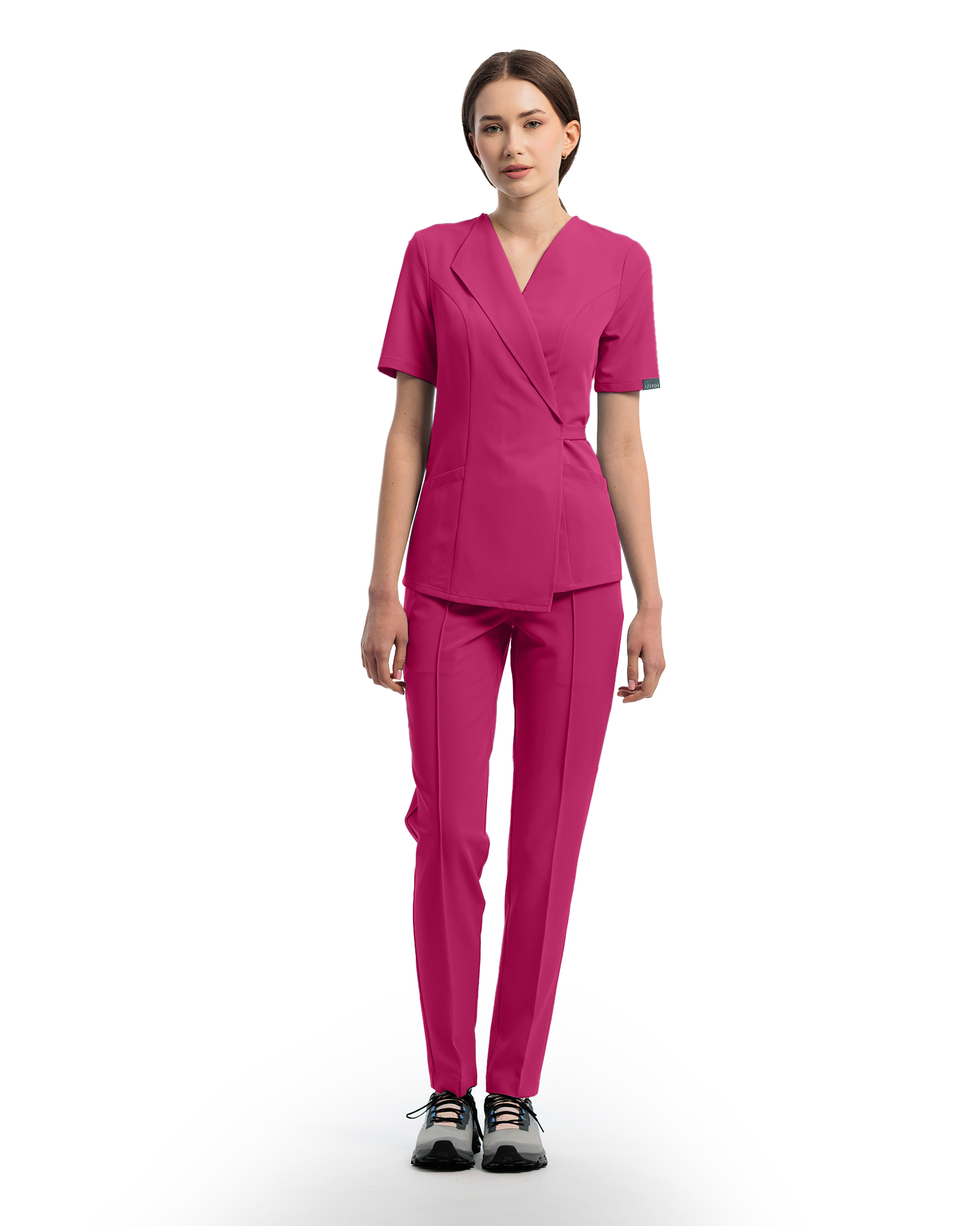 SIENA Magenta Scrub Top - Front view