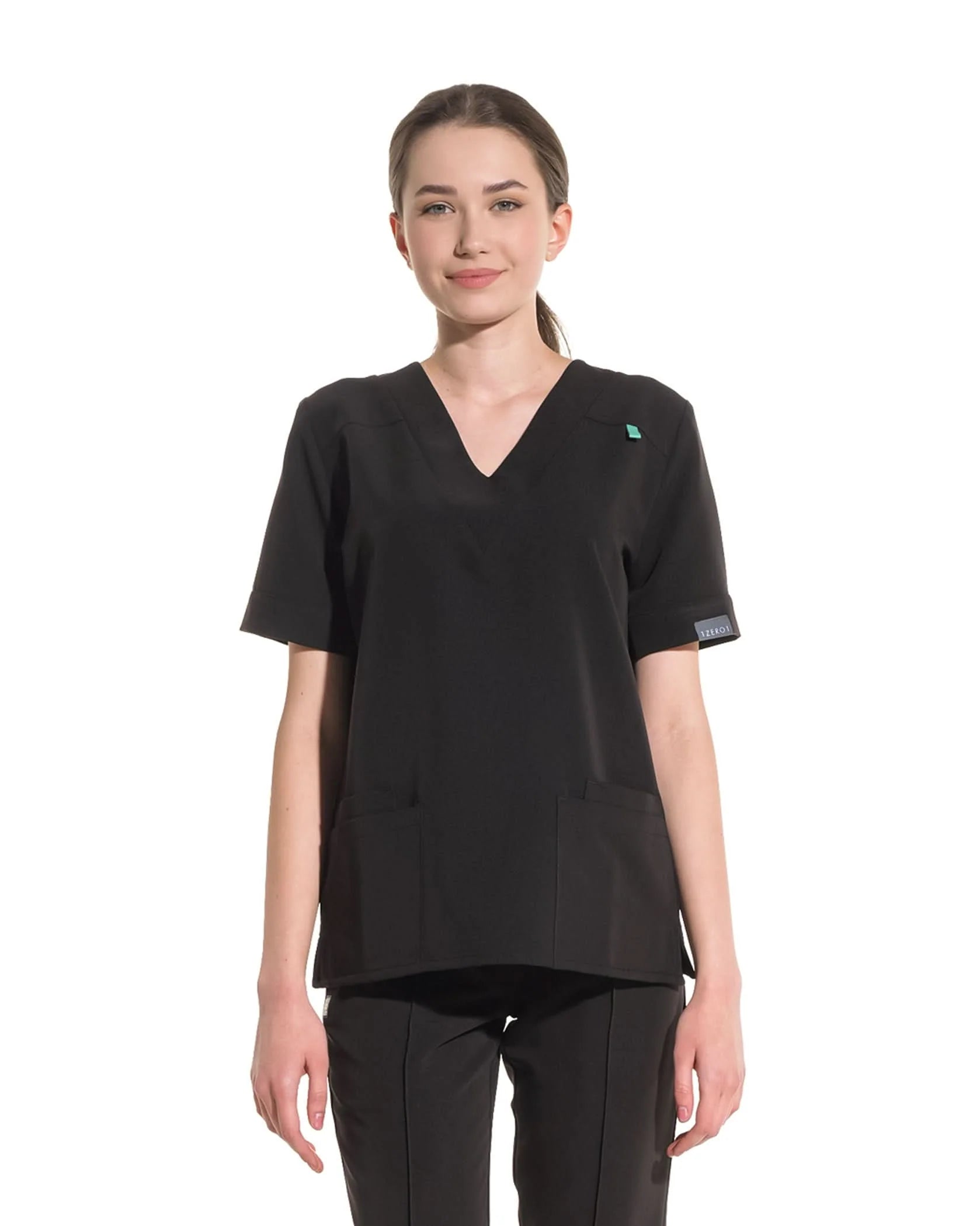 Costum medical CLASIC Negru - Close up details