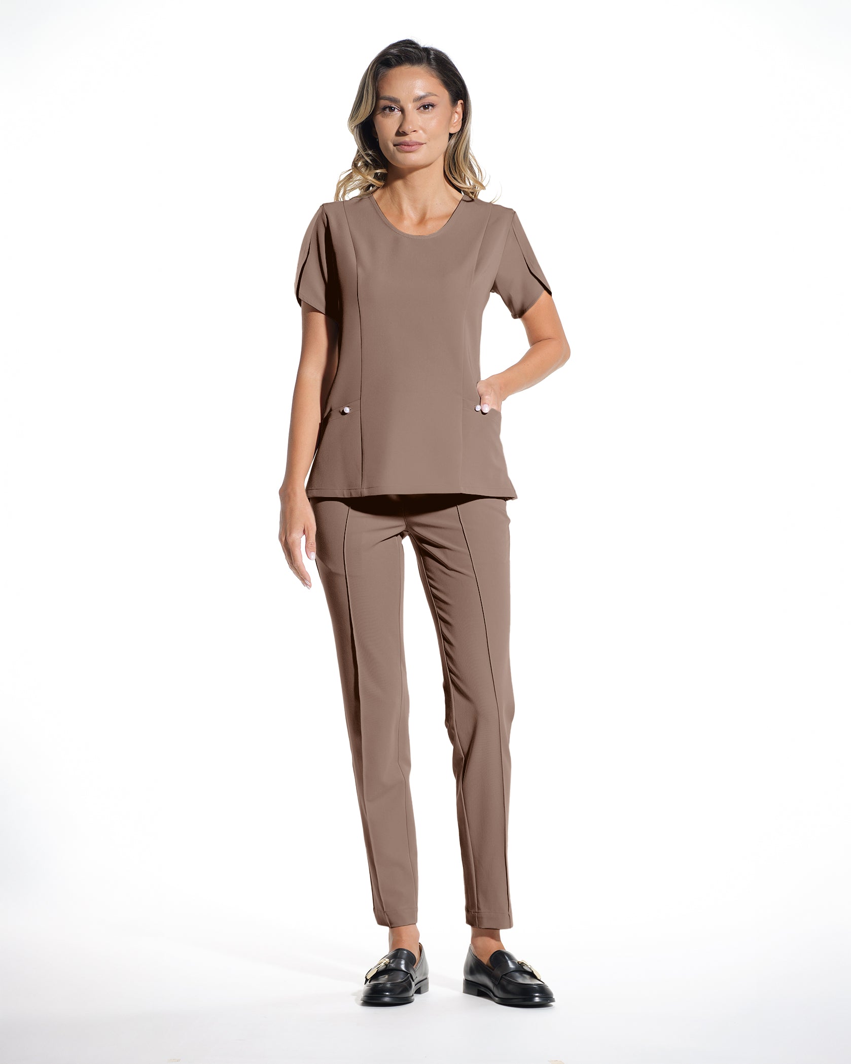 PETALI Cappuccino Scrub Top - Image 6