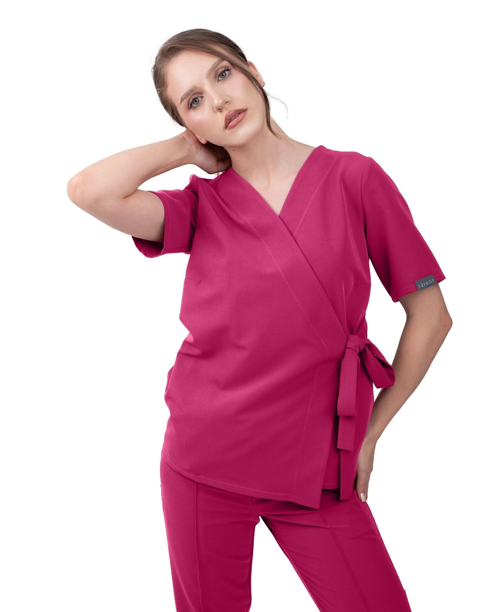 Bluza medicala ANAIS magenta - 1zero1.ro