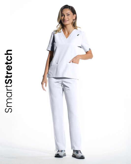 VERSO Opaque White Scrub Top