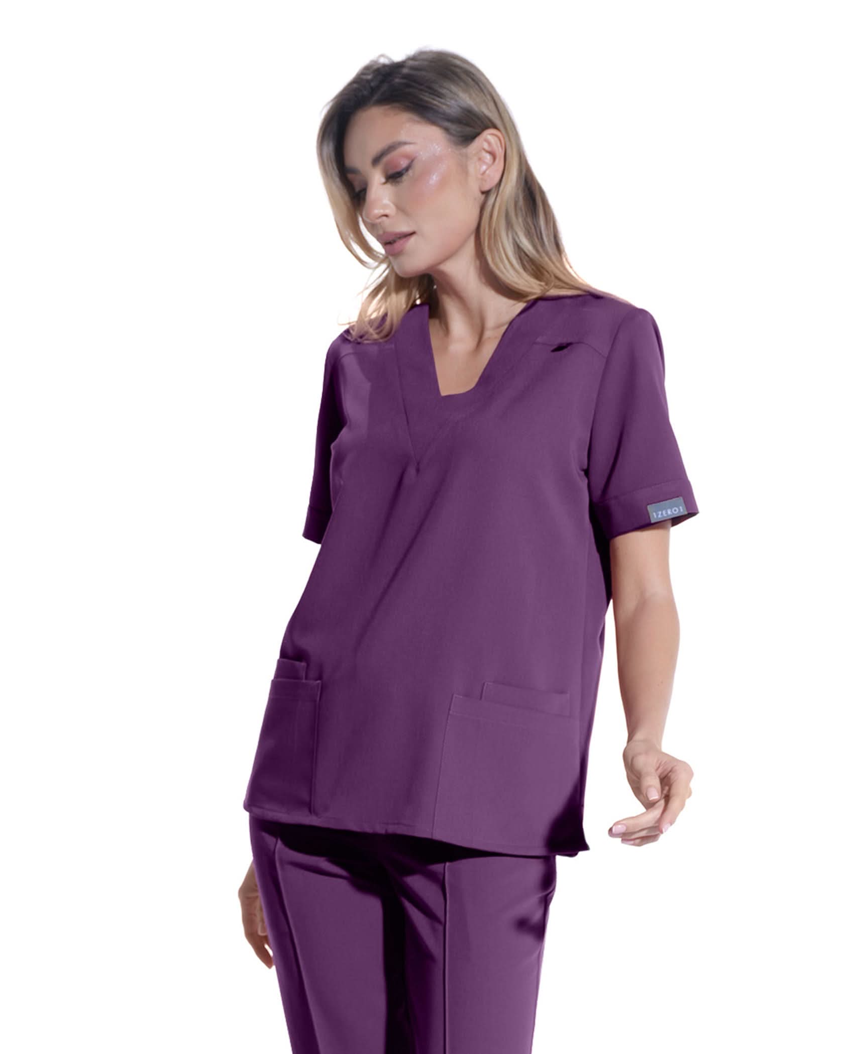 Costum medical CLASIC Plum - Close up details