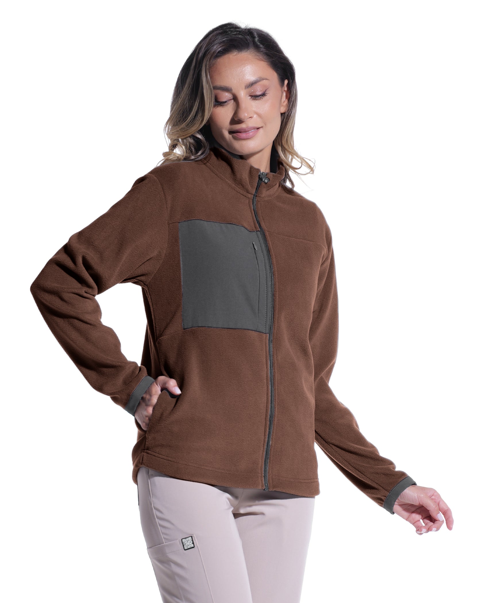 Jacheta medicala dama CLOUD mocha - Close up details
