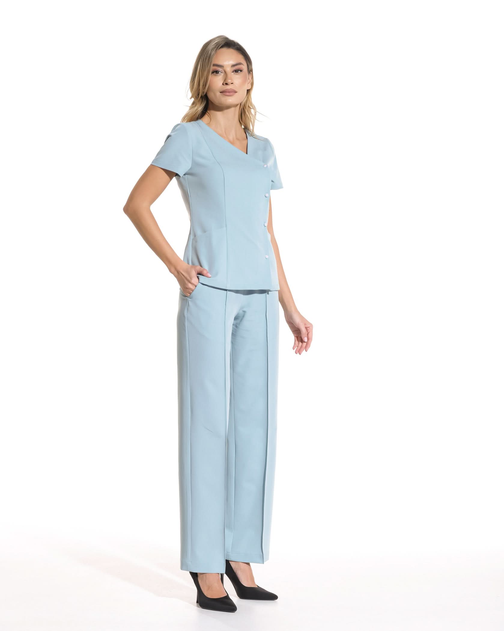 Pantaloni PALAZZO blue - 1zero1.ro