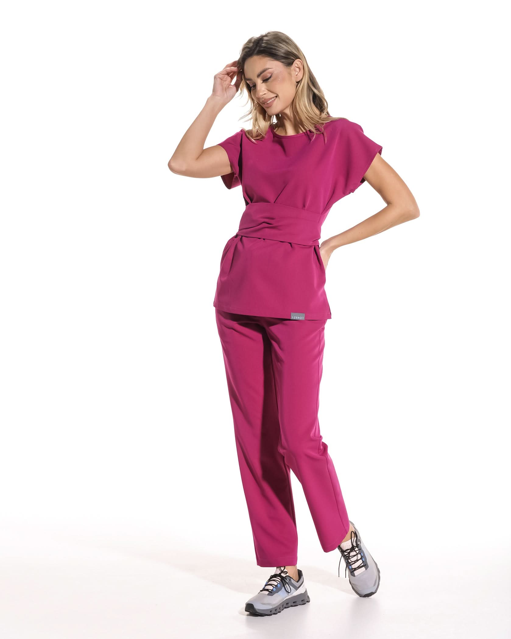 Pantaloni medicali drepti LINEA magenta - 1zero1.ro