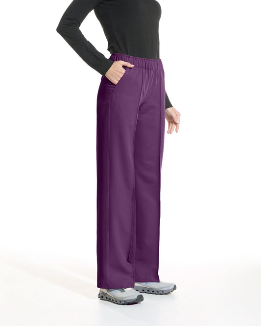 Palazzo pants, plum color.